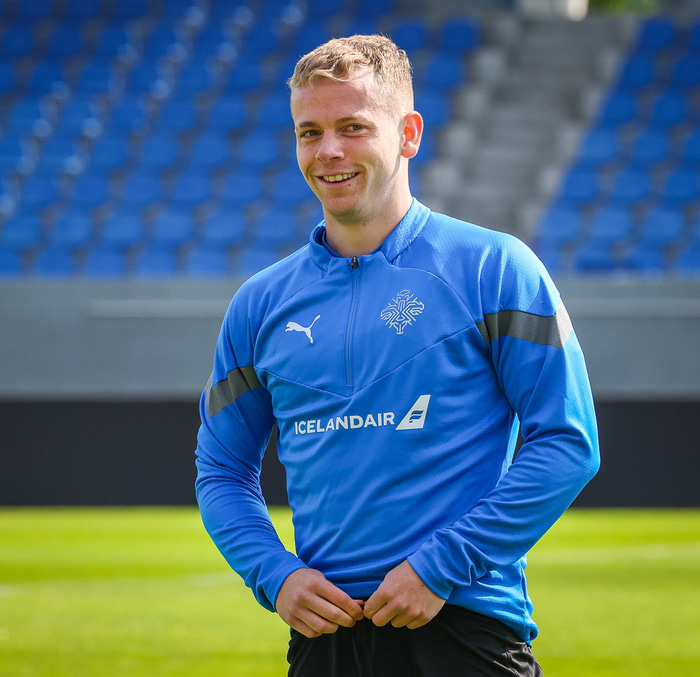 Á landsliðsæfingu í gær.
