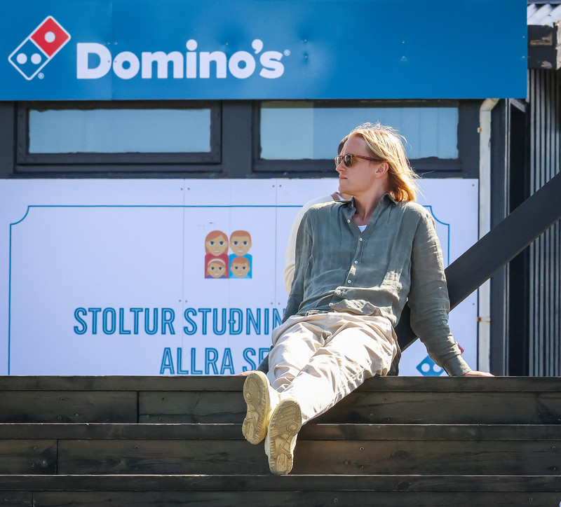 Í stúkunni á Meistaravöllum.
