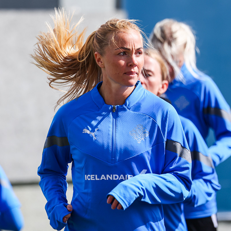 Á landsliðsæfingu í dag.