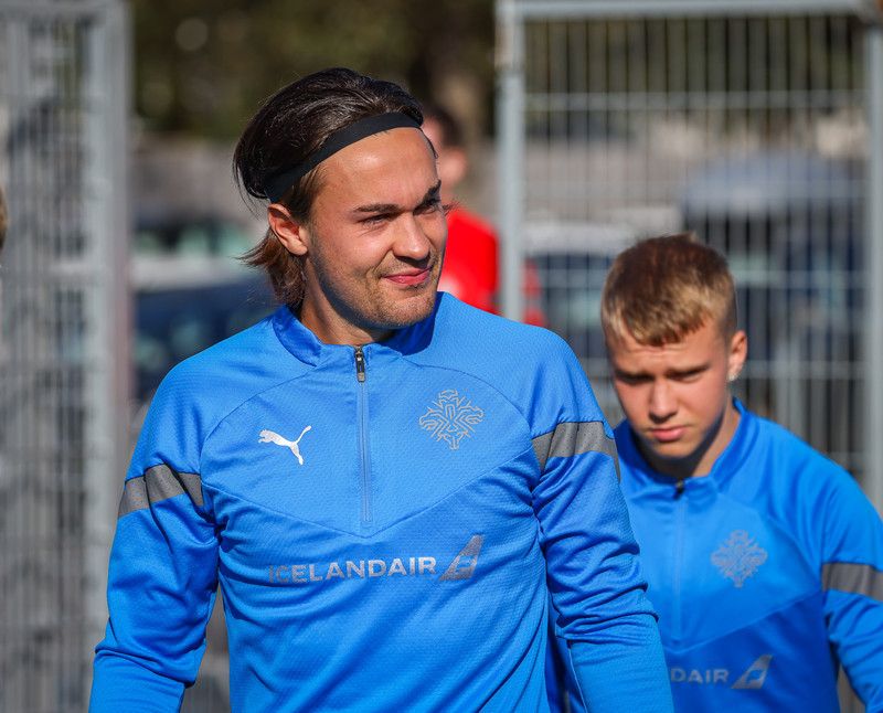 Eyþór á U21 landsliðsæfingu síðasta haust. Hann hefur skorað eitt mark í fimm leikjum með U21.