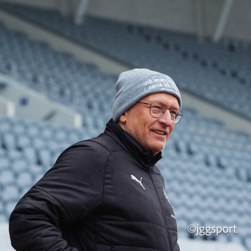 Myndaveisla frá æfingu Íslands á Laugardalsvelli í gærmorgun