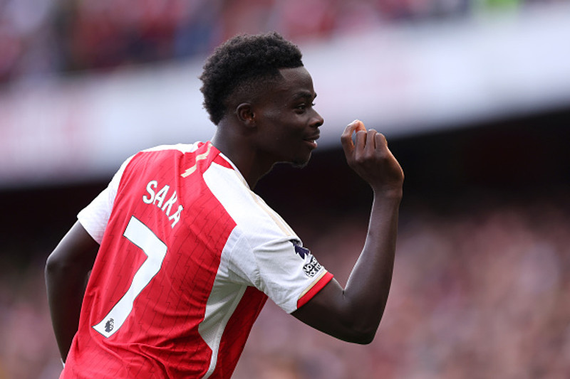 Bukayo Saka mun spila sinn 200. leik fyrir Arsenal í öllum keppnum.