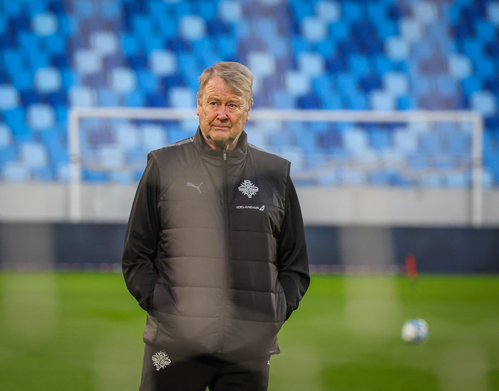 Age Hareide landsliðsþjálfari.