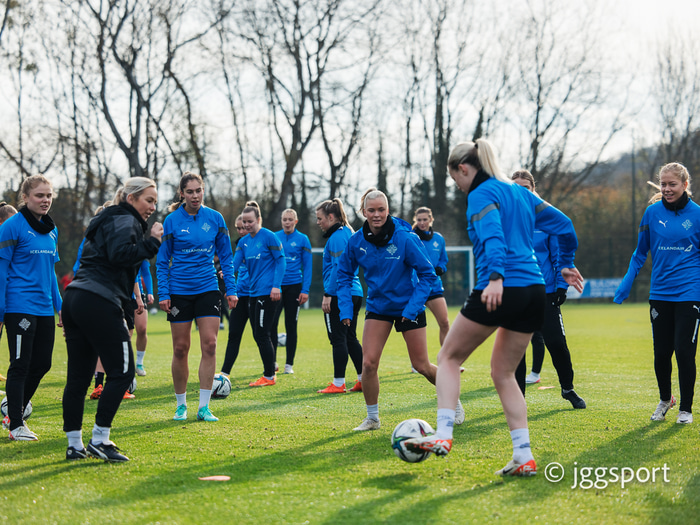 Frá æfingu Íslands í morgun.