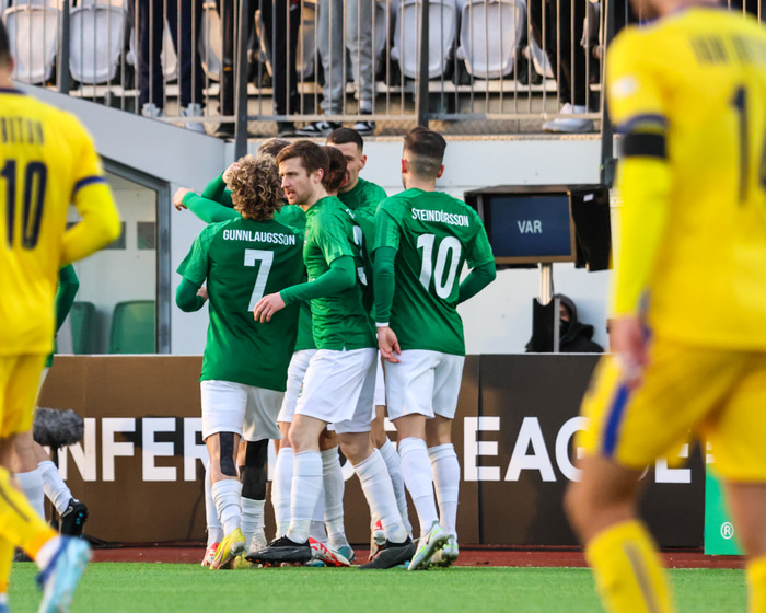 Markinu gegn Maccabi Tel Aviv fagnað fyrir tveimur vikum síðan.