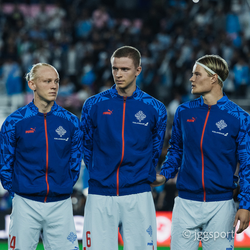 Kolbeinn Finnson og Andri Lucas ásamt Brynjari Inga Bjarnasyni