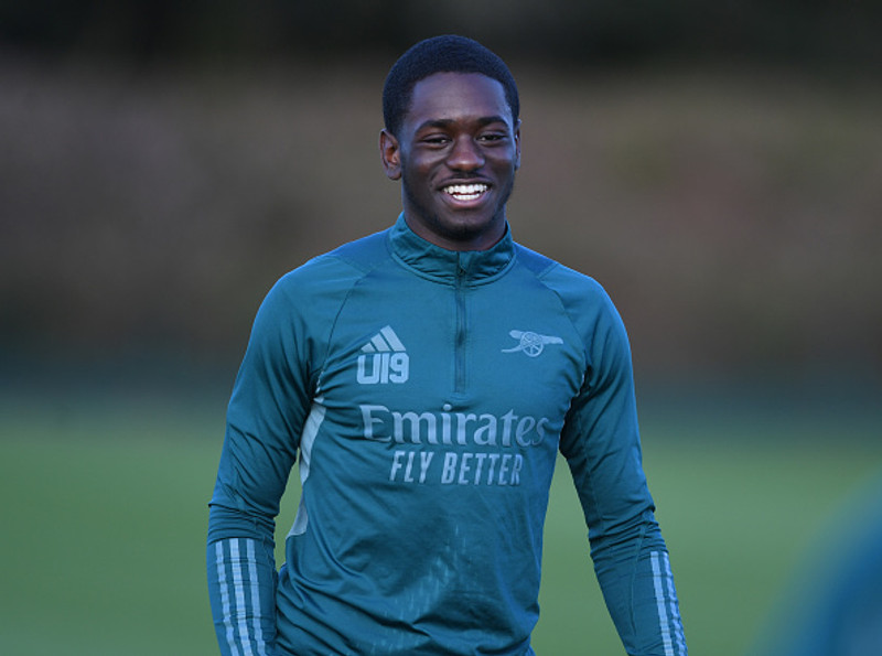 Charles Sagoe Jr á æfingu með Arsenal.