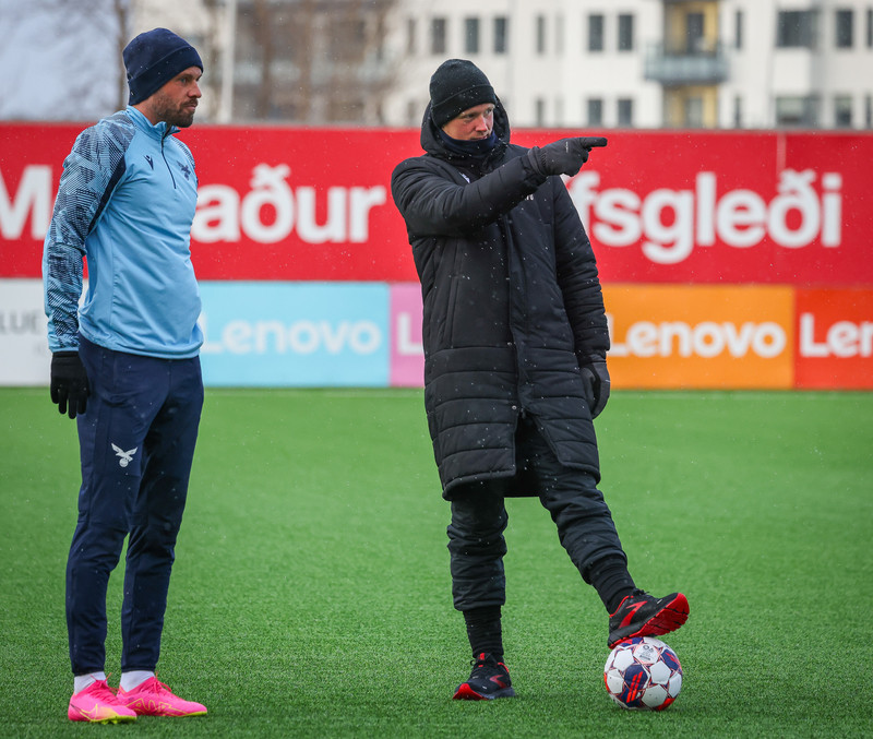 Viktor Unnar og Gylfi Þór Sigurðsson saman á æfingu.