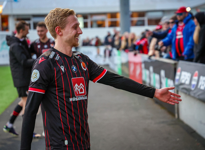 Helgi Guðjónsson skoraði sigurmark Víkings í dag.