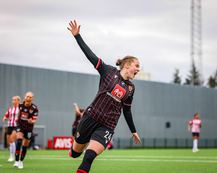 Sigdís Eva er eini leikmaðurinn í hópnum sem spilar erlendis.