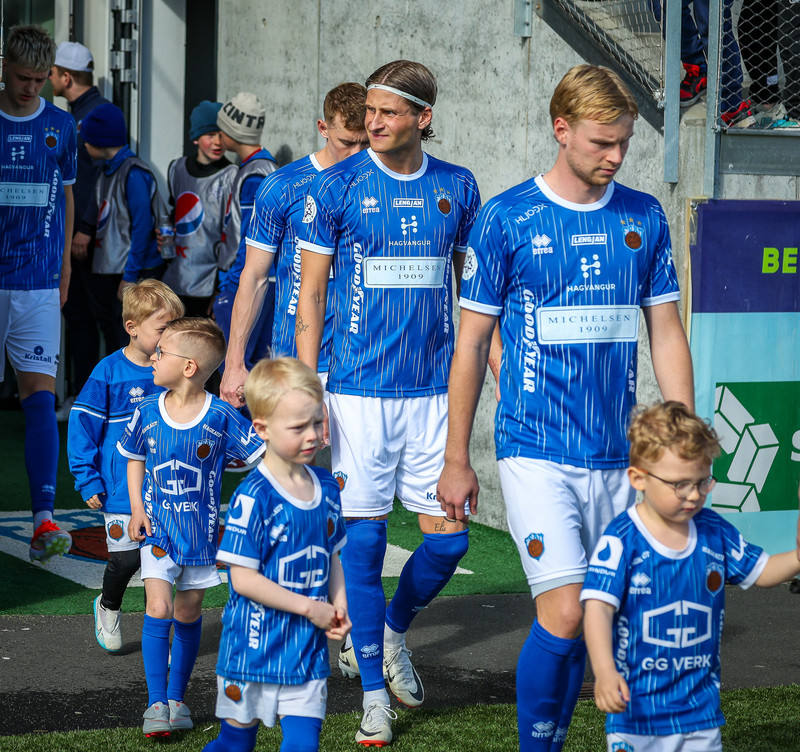 Alex Freyr, í miðjunni, skoraði tvö mörk í dag.