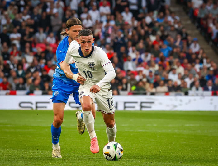 Foden í landsleiknum gegn Íslandi.