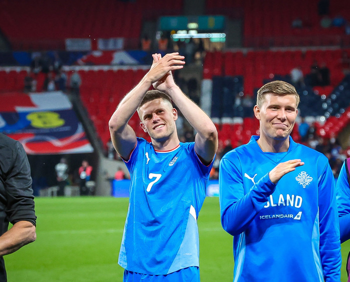 Jóhann Berg Guðmundsson eftir sigurinn á Wembley.