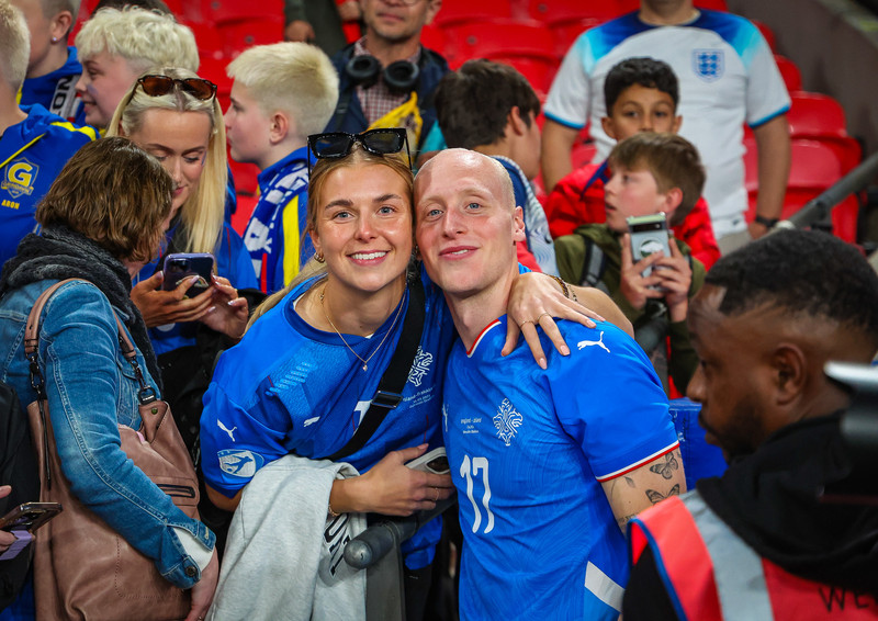 Ástfangna landsliðsparið fagnaði saman eftir leik