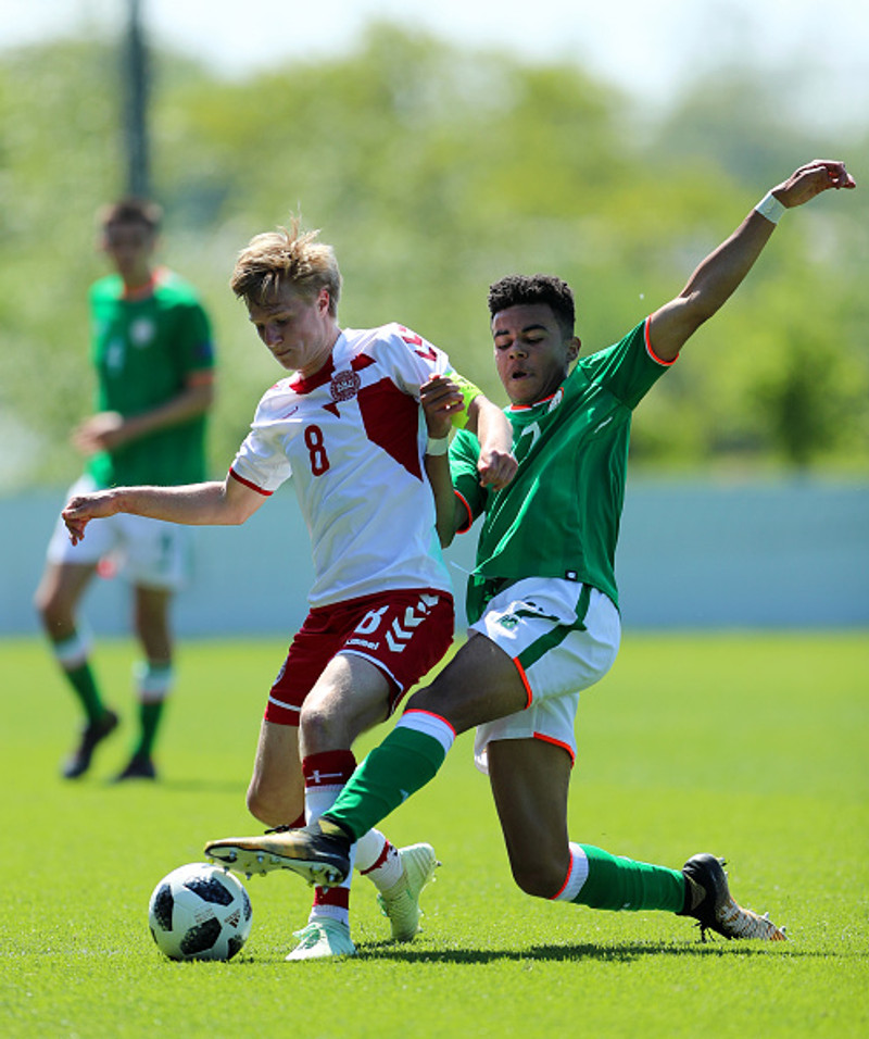Jeppe Pedersen í leik með U17 liði Danmerkur árið 2018.