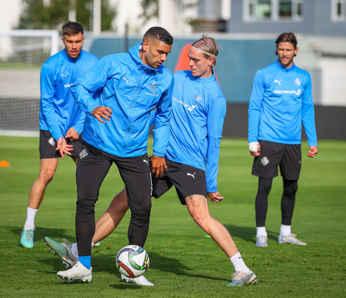 Frá landsliðsæfingu.