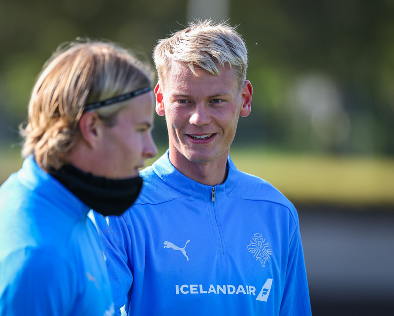 Orri á landsliðsæfingu í dag.