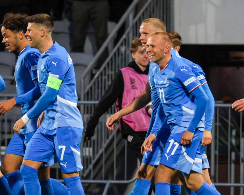 Jón Dagur Þorsteinsson fagnar marki sínu