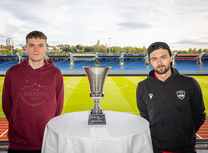 Aron Fannar Birgisson, leikmaður Selfoss, og Arek.