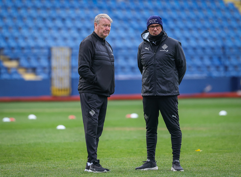 Age Hareide og Jörundur Áki Sveinsson.