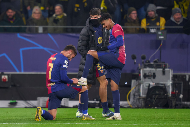 Ferran Torres og Lamine Yamal voru öflugir í Dortmund.