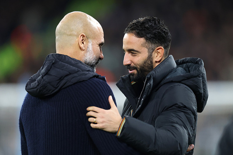 Pep Guardiola og Rúben Amorim.