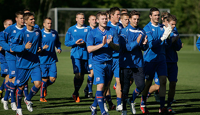 U21 landsliðið á æfingu.