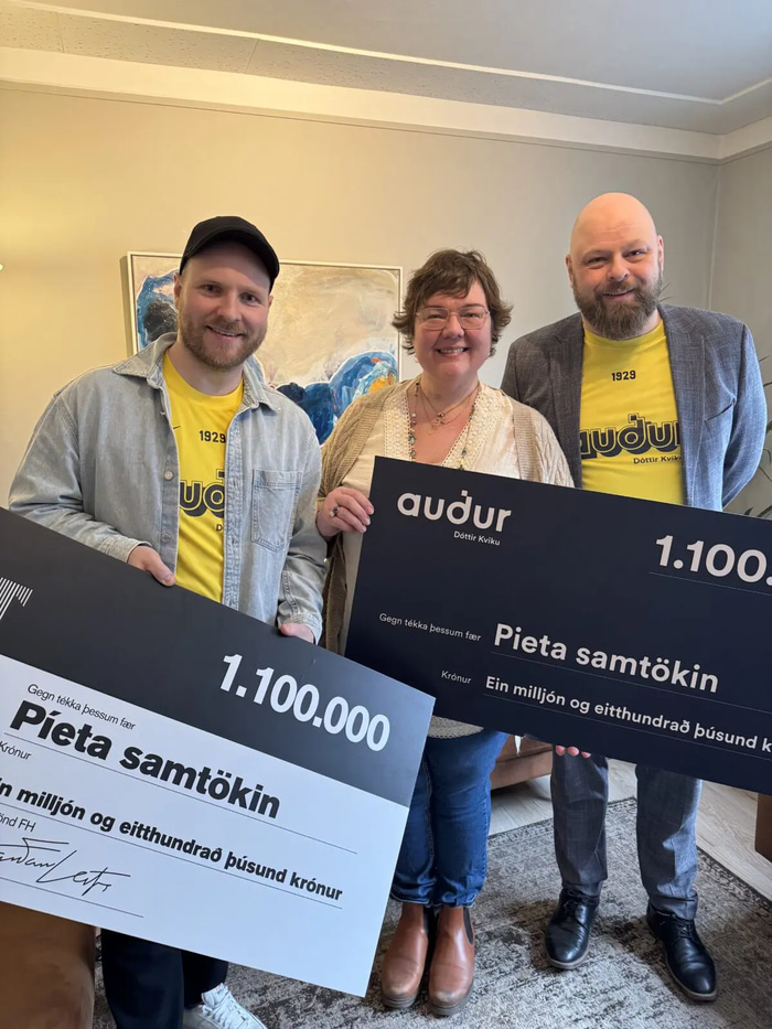 Garðar Ingi Leifsson, markaðsstjóri knattspyrnudeildar FH - Ellen Calmon, framkvæmdarstýra Píeta - Guðjón Elmar markaðsstjóri Kviku.