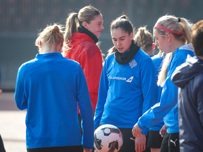 Telma á æfingunni í gær.