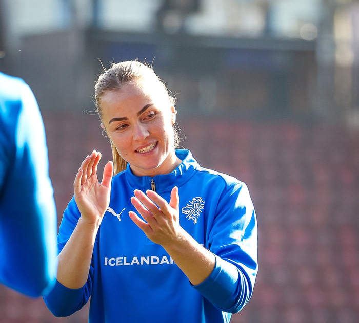 Glódís Perla á æfingu Íslands í gær