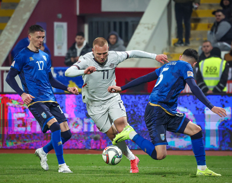 Myndaveisla frá tapinu gegn Kósovó á fimmtudaginn