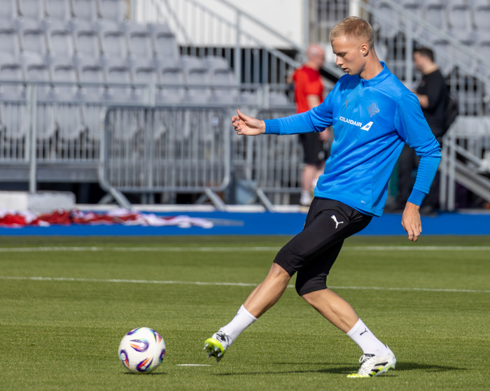 Daníel Tristan Guðjohnsen á landsliðsæfingu í dag.