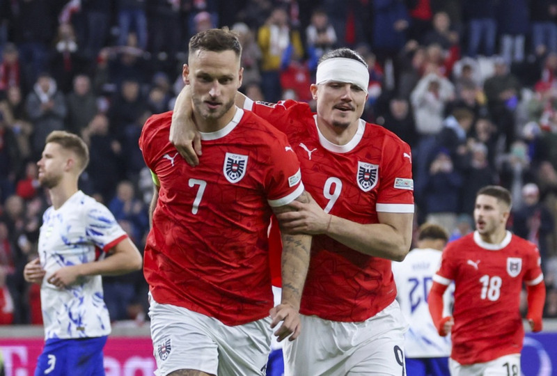 Marko Arnautovic og Marcel Sabitzer.