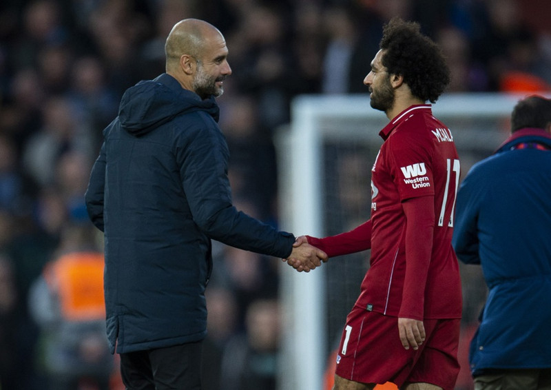 Pep Guardiola og Mohamed Salah