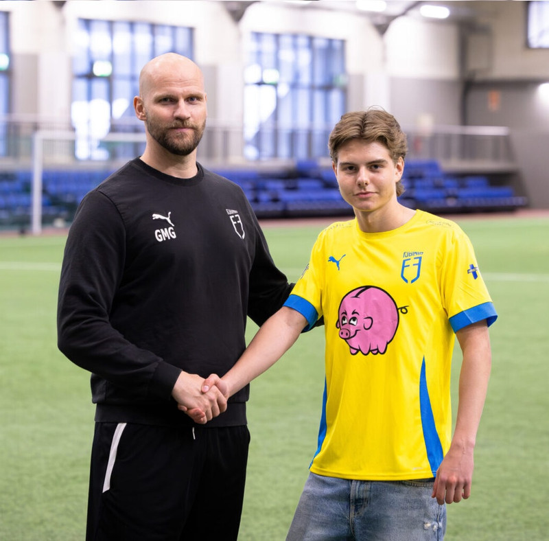 Gunnar Már Guðmundsson þjálfari Fjölnis og Markús Steinn Markan Ásmundsson.