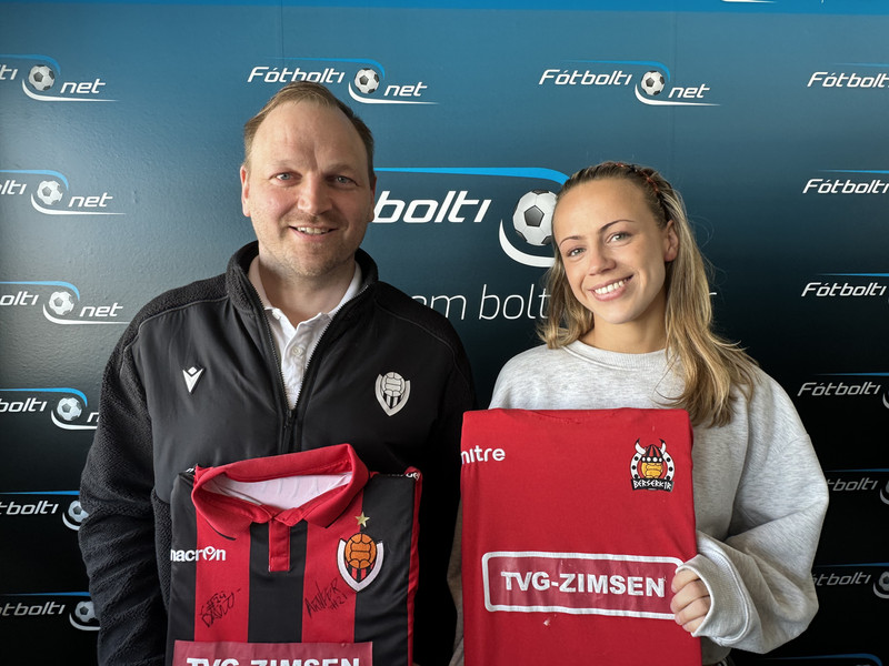 Einar Guðnason, þjálfari Víkings, og Emma Steinsen, leikmaður liðsins.