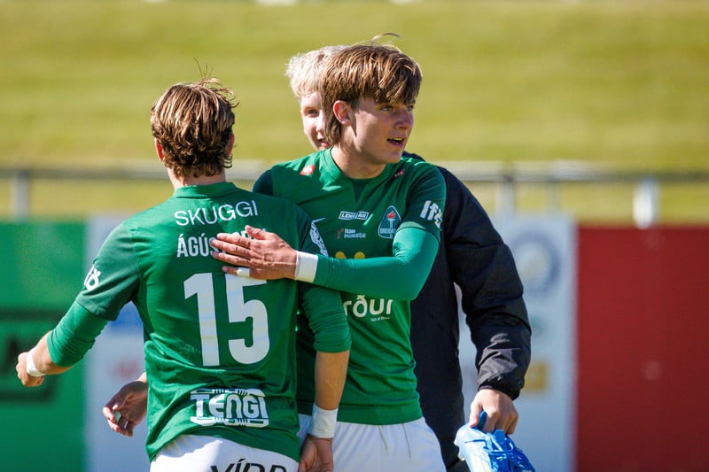 Þór Andersen Willumsson fagnar sigurmarki sínu fyrir Breiðablik gegn ÍA.