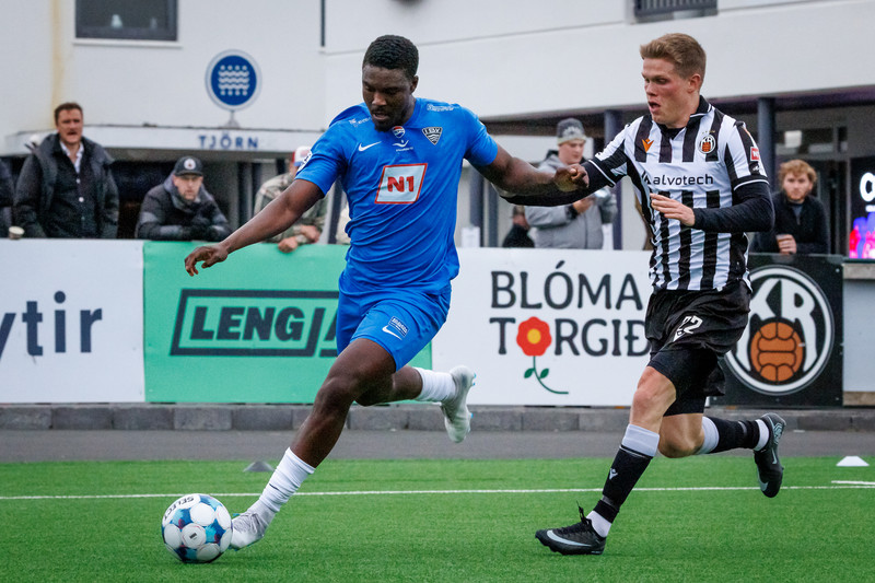Omar Sowe skoraði og fékk rautt gegn KA í gær. Hann hefur verið orðaður við KR.