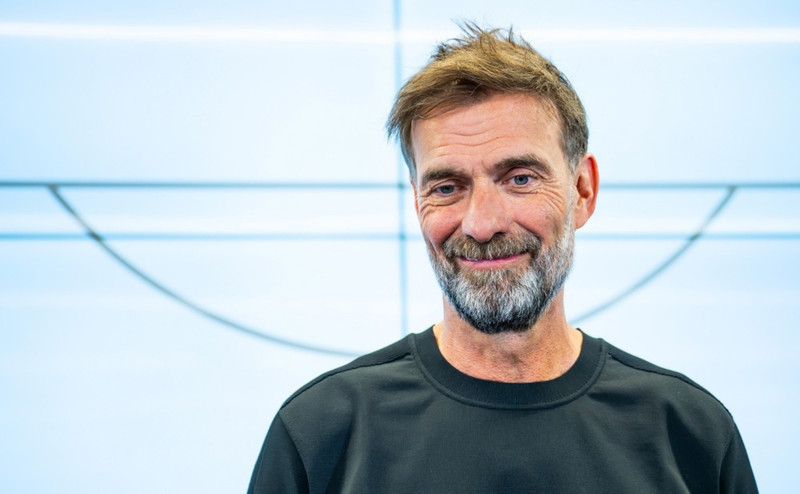 Klopparinn kátur á fréttamannafundi í morgun.