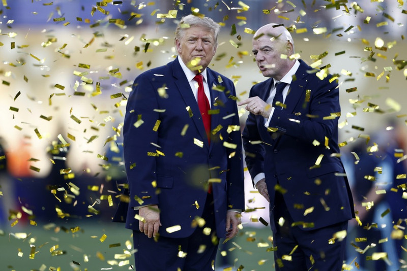 Trump og Infantino eftir úrslitaleik HM.