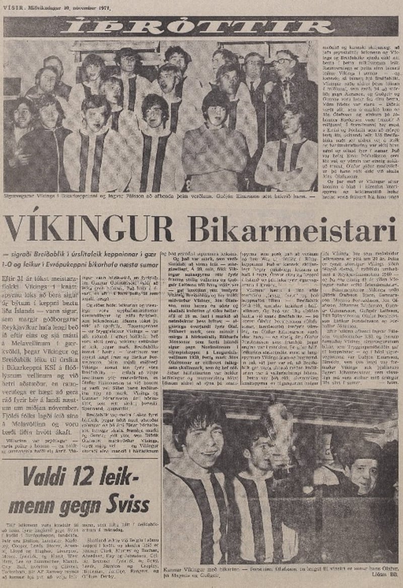 Umfjöllin Vísis um það þegar Víkingur varð bikarmeistari 1971.