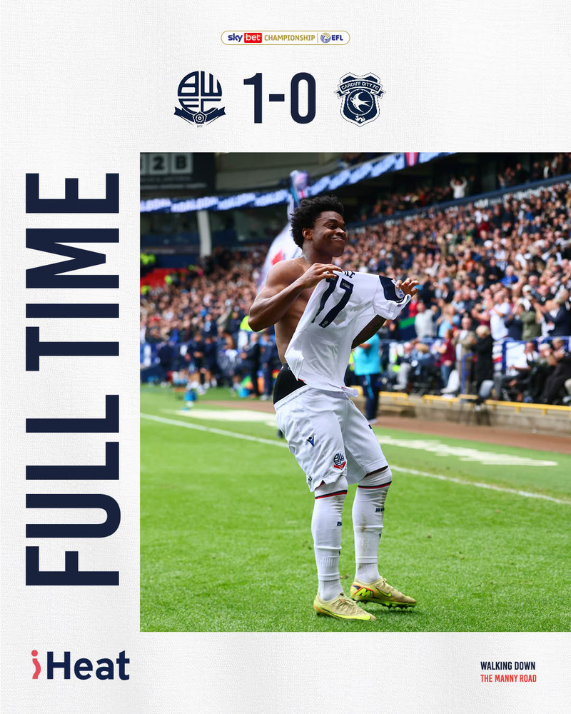 Thierry Gale fagnar sigurmarkinu fyrir Bolton í dag