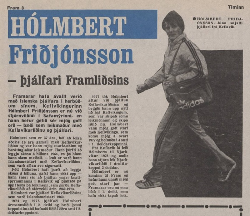 Umfjöllun um Hólmbert úr Tímanum þegar hann þjálfaði Fram.