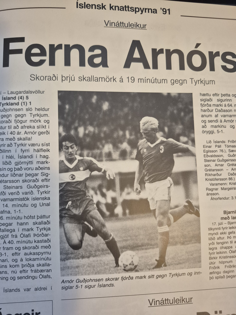 Arnór Guðjohnsen skoraði fjögur mörk í leik gegn Tyrklandi á Laugardalsvellinum árið 1991.